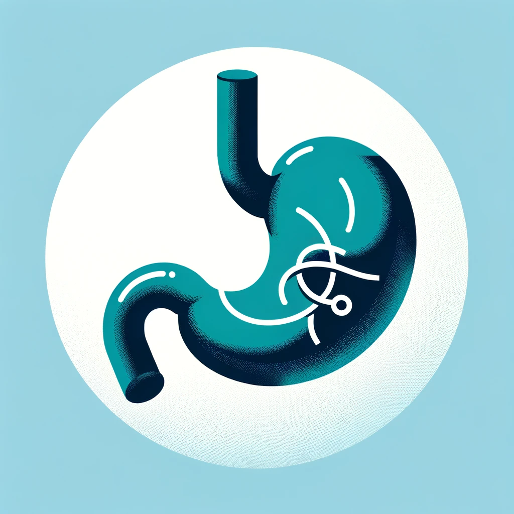 DALL·E 2024 05 31 11.41.18 A simple artistic representation focusing on gastric cancer for a doctors blog. The image should consist of 75 of the area in a cool teal color 25