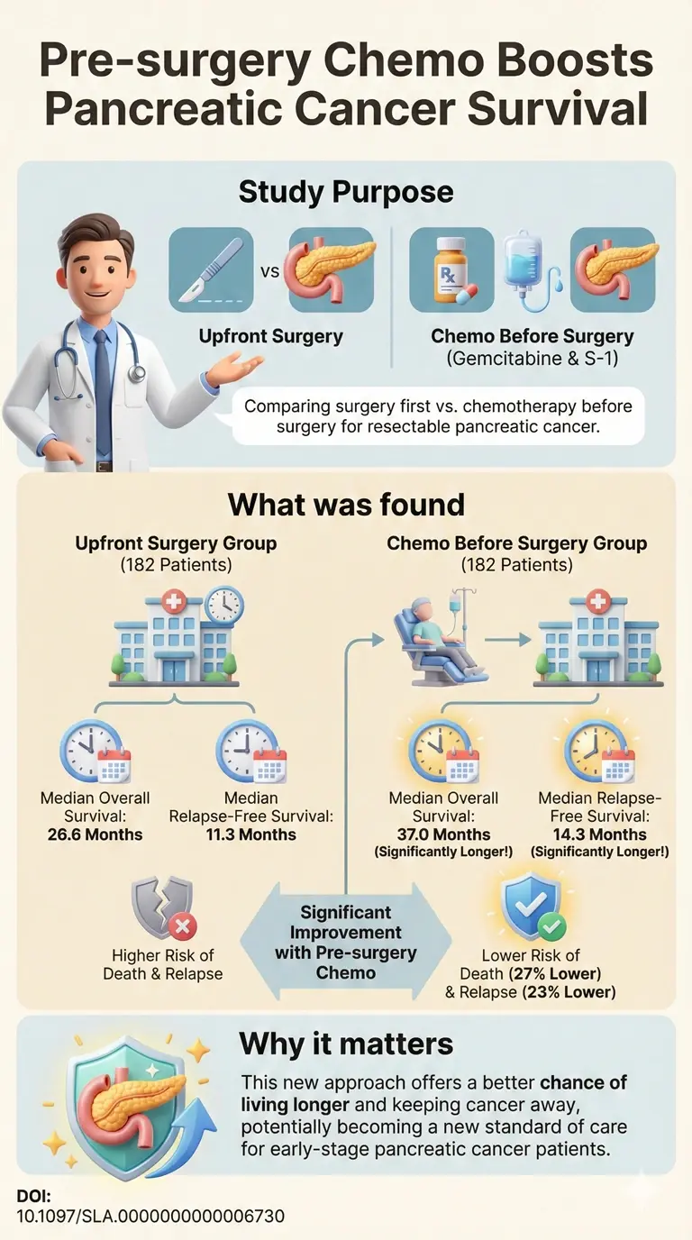 Neoadjuvant Chemotherapy With Gemcitabine and S-1 Versus Upfront Surgery for Resectable Pancreatic Cancer Results DOI 10.1097SLA.0000000000006730