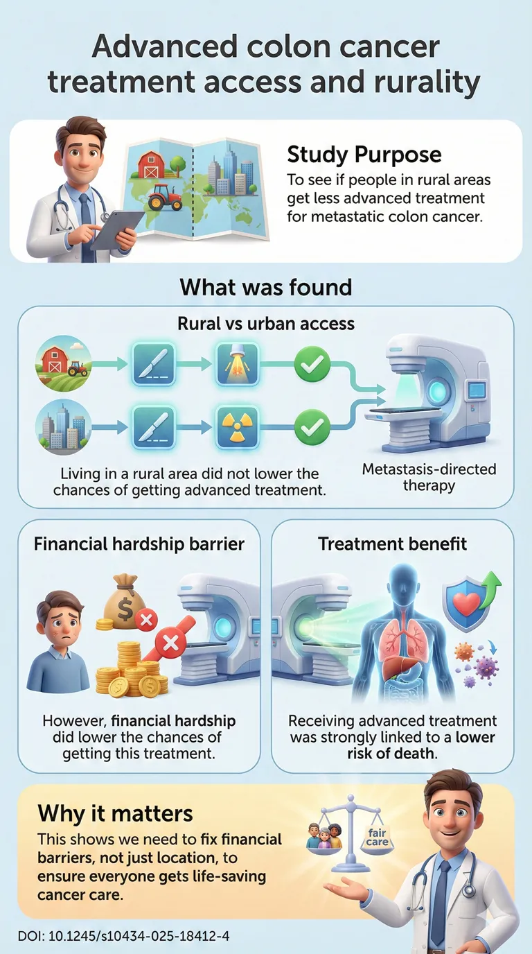 Rurality and Use of Metastasis-Directed Therapies for Medicare Beneficiaries with Metastatic Colon Cancer A Retrospective Cohort Study.DOI 10.1245s10434-025-18412-4