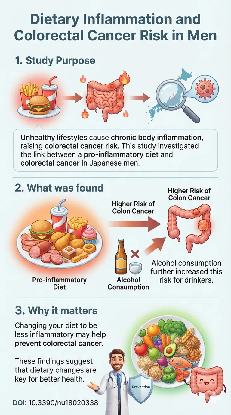 Dietary Inflammatory Index and Risk of Colorectal Cancer in Japanese Men.DOI 10.3390nu18020338