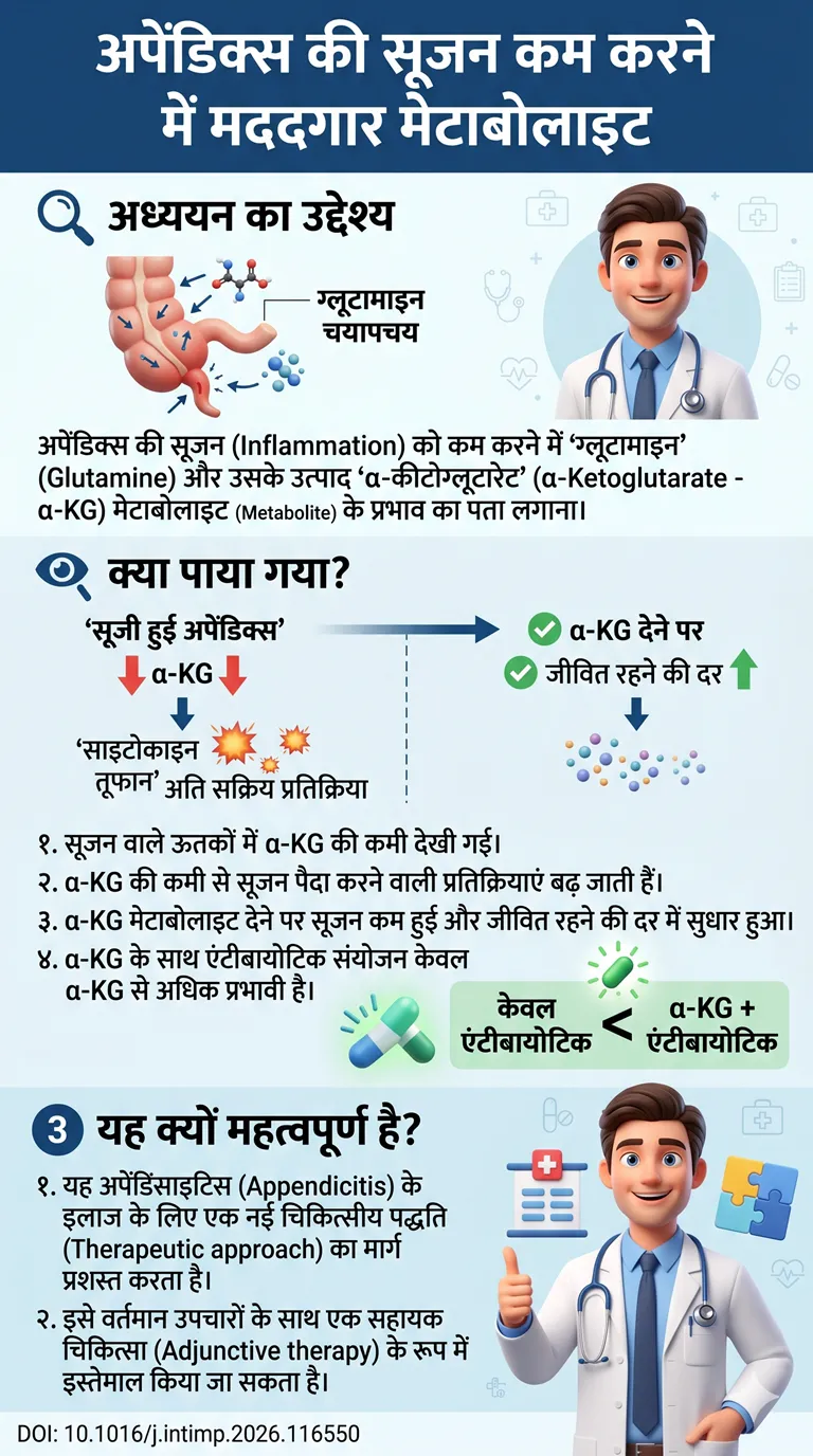 Dr Harsh Shah - Best Doctor For CancerTreatment in Ahmedabad, India 41 अपेंडिक्स (अपेंडिसाइटिस) की सूजन कम करने में एक नया मेटाबोलाइट मददगार-Α-Ketoglutarate ameliorates pathway.-DOI 10.1016j.intimp.2026.11