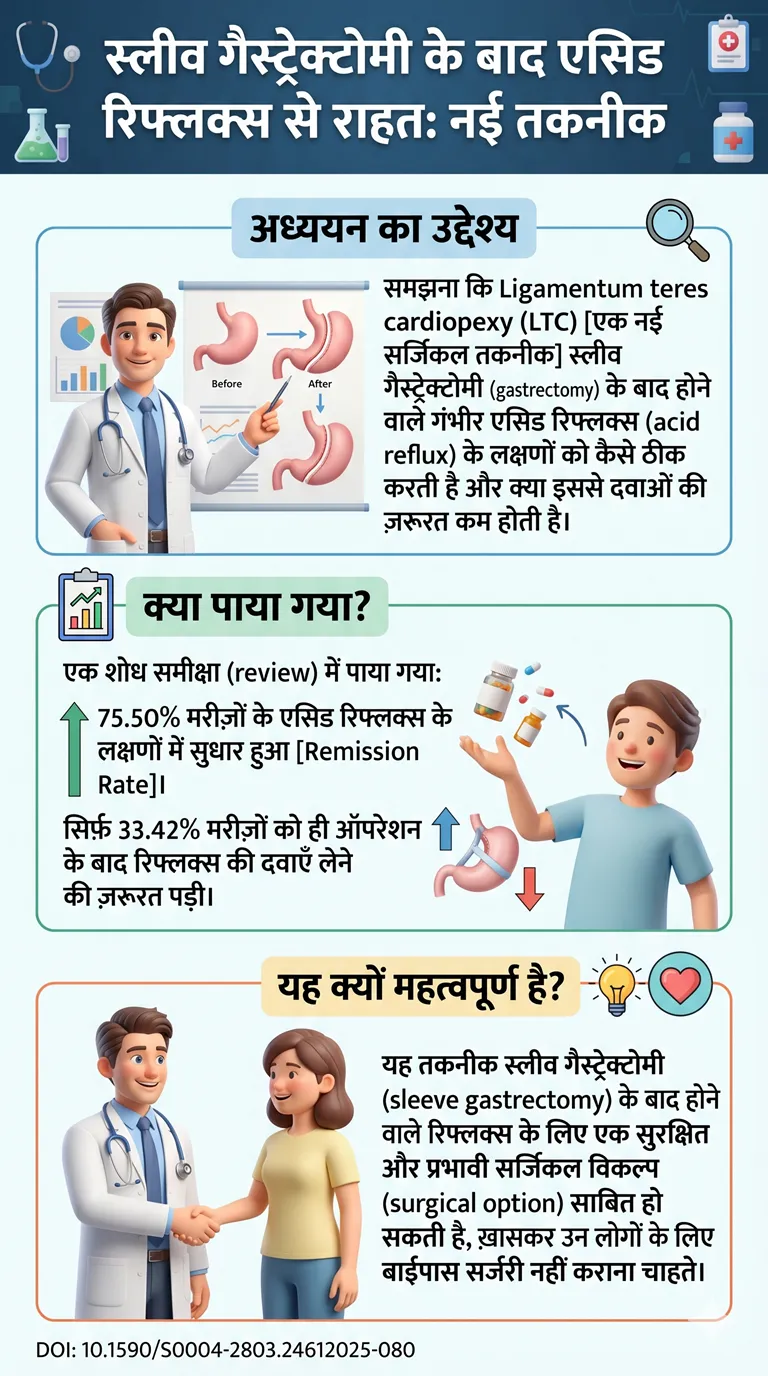 स्लीव गैस्ट्रेक्टोमी के बाद एसिड रिफ्लक्स से राहत दिला सकती है एक नई तकनीक-DOI 10.1590S0004-2803.24612025-080
